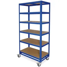 BRB-Lagertechnik BRB Regalwagen/Kommissionierregal mit 6 Ebenen, Tragkraft 200 kg, BxTxH 900 x 500 x 1905 mm, blau, RAL 5010