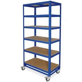 BRB-Lagertechnik BRB Regalwagen/Kommissionierregal mit 6 Ebenen, Tragkraft 200 kg, BxTxH 900 x 500 x 1905 mm, blau, RAL 5010