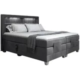 Fun Möbel Boxspringbett Elektrisch Bett DAVIDE 180x200cm in Stoff Fresh Dunkelgrau - Grau