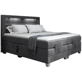Fun Möbel Boxspringbett Elektrisch Bett DAVIDE 180x200cm in Stoff Fresh Dunkelgrau, - Grau