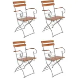LINDER EXCLUSIV 4er Set Biergartenstuhl Gartenstuhl mit Armlehnen klappbar Akazie