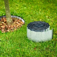 Relaxdays Rasenkante 15m, aus Metall, verzinkt, flexibel, Umrandung f. Beet oder Rasen, 16cm hoch, Silber