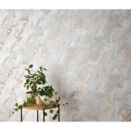 Erismann Vliestapete Marmoroptik 32 cm x 1000 cm 10 m Gold/Grau/Weiß 10318-10