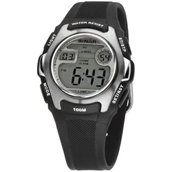 Chronograph SINAR "XE-50-1", schwarz, Armbanduhren, Damen, Armbanduhr, Quarzuhr, Herrenuhr, Damenuhr, bis 10bar wasserdicht,Datum