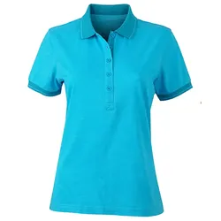 Damen Polo-Shirt Melange "JN705" - XL - turquoise-melange/turquoise
