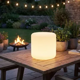 ideoon lights 2er Set LED Solar Zylindrische Tischlampe 27 x 26,5 cm wetterfest/weiß