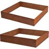 Estexo Beeteinfassung Beetumrandung Quadrat 2er Set Edel-Rost Hochbeet Cortenstahl