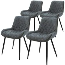 ML-Design 4er Set Esszimmerstühle Esszimmerstuhl mit Rücken- Armlehnen, Anthrazit, PU-Kunstleder