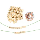 Small Foot Company small foot Buchstabenwürfel aus Holz zum Fädeln, fördert Kreativität und lehrt das Buchstabieren, ab 3 Jahren, 10713