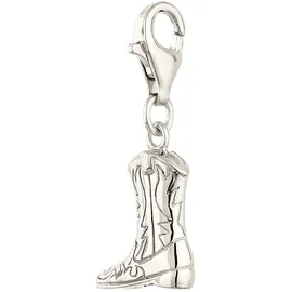 KUZZOI Charm Medaillon Western Cowboy Stiefel Silber