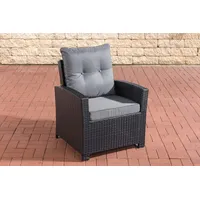 CLP Polyrattan-Sessel Fisolo Mit Sitzkissen I Gartenstuhl Mit Untergestell Aus Aluminium, Farbe:schwarz, Polsterfarbe:Eisengrau