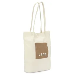 Shopper LSCN BY LASCANA "Schultertasche, Strandtasche, Tragetasche", Damen, Gr. B/H/T: 30cm x 41cm x 12cm, beige (beige, taupe), Textil, unifarben, Taschen Shopper, mit modischer Eingriffstasche & aus weichem Textil VEGAN