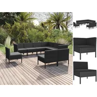 vidaXL 9-tlg. Garten-Lounge-Set mit Auflagen Poly Rattan Schwarz