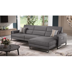 Designer Ecksofa MILO Leder Couch Eckcouch - Grau