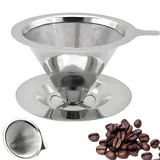 Kaffeefilter Wiederverwendbar, Kaffeefilter aus Edelstahl Permanent Kaffee Filter mit Sockel Spülmaschinengeeignet, Papierloser Dauer Kaffeefilter zur Herstellung von Manuellem Kaffee, für 1-4 Tassen
