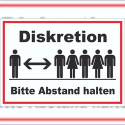 Diskretion Bitte Abstand halten Aufkleber Rücksichtnahme A1 (594x841mm)