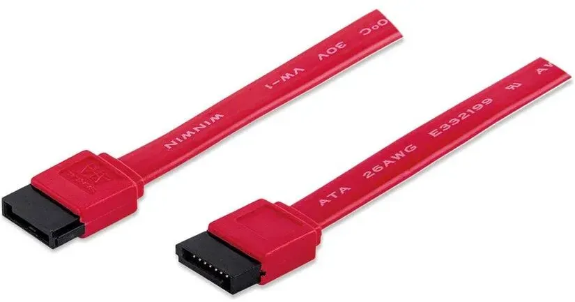 Manhattan SATA-Datenkabel, 7-pol. SATA-Kabel Stecker auf Stecker, 50 cm, rot