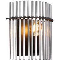 GLOBO Wandleuchte Glasstäbe Wohnzimmerlampe schwarz rauchfarben Wandlampe Schlafzimmer, Metall,