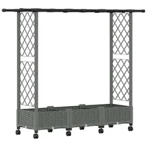vidaXL Hochbeet mit Rankgitter und Dach 164 x 40 x 127 cm Hellgrau