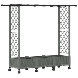 vidaXL Hochbeet mit Rankgitter und Dach 164 x 40 x 127 cm Hellgrau
