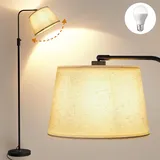 Kaitenv Stehlampe Wohnzimmer Dimmbar, Stehleuchte mit Dimmbar 3 Farbtemperaturen, 160CM Standlampe Schlafzimmer, E27 Bogenlampe Standleuchte mit Stoffschirm Leselampe - Beige