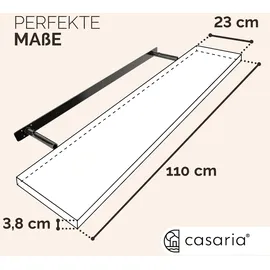 CASARIA Wandregal Hängeregal 110 x 3,8 x 23 cm Dunkle Eiche
