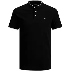 Jack & Jones Herren Poloshirt JJEPAULOS MAO Slim Fit Schwarz 12199711 L