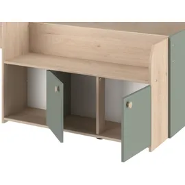 Parisot Halbhohes Hochbett Jade 1 90 x 200 cm Eiche grün