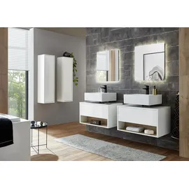 PLACES OF STYLE Waschbeckenunterschrank PLACES OF STYLE "Studio Line, Badschrank in Hochglanz Weiß, Waschtisch", weiß (weiß, eichefarben), B:80cm H:44cm T:46cm, Schränke, Waschbeckenunterschrank, in zwei Farben verfügbar, ausreichend Stauraum