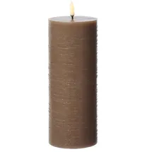 uYuni LED Kerze PIA Uyuni Rustik-Optik Echtwachs Timer H: 20cm bis 1000Std.