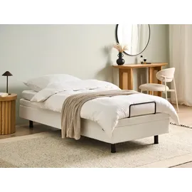 Beliani Verstellbares Bett ohne Kopfteil Bouclé DUKE 90 x 200 cm Cremeweiß