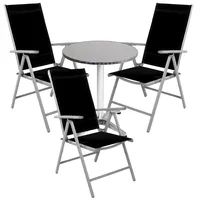 Mojawo® 4-teiliges Bistroset Bistrogarnitur Balkonset Silbergrau / Schwarz