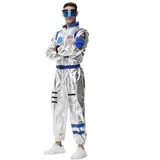 GYHCB Astronauten Kostüm Herren, Astronaut Kostüm Damen, Space Kostüm Herren Weltall Kostüm Jumpsuit für Cosplay Halloween Faschingskostüme