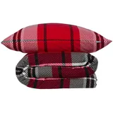 SCHIESSER Bettwäscheset Borro - Feinbiber - 2-teilig - 135 x 200 cm - Rot