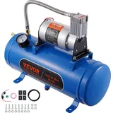 Vevor 12-V-Luftkompressor mit Tank 6 L, Zughorn-Luftkompressor-Satz, 90-120 psi Arbeitsdruck, Integriertes Luftkompressorsystem für Zug-Lufthupen, Aufpumpen von Reifen, LKWs, SUVs usw. Blau