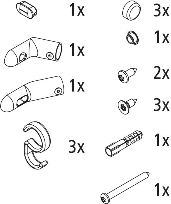 Kermi Nova 2000 Ersatzteilset 2505556 weiß, für Stabilisierung, mit Haken und Kleinteile