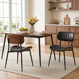 HOMCOM Esszimmerstühle 2er Set Küchenstuhl mit Sitzfläche aus Kunstleder Schwarz