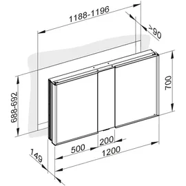 Keuco Royal Match UP 120 cm silber/gebeizt/eloxiert