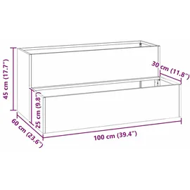 vidaXL Pflanzkasten mit 2 Etagen 100 x 60 x 45 cm Silber