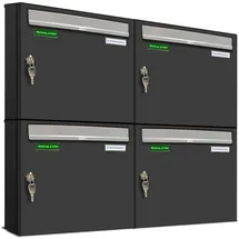 AL Briefkastensysteme Basic 4er Briefkasten RAL 7016 Anthrazit inkl. Zeitungsfach