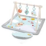 Bright Starts Disney Winnie PUUH Once Upon a Tummy Time Baby Aktivitätenmatte mit Spielzeugstange aus Holz, Blau, Neugeboren