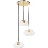 QAZQA Ayesha 3-flg. E27 30 cm rund gold mit Glas