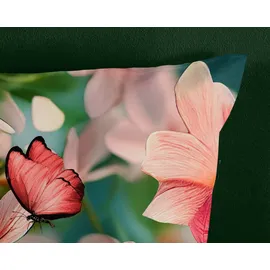 Muller Textil Yeya Blumen Petrol 135 x 200 cm + 2 x 80 x 80 cm