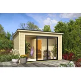Saunahaus Gartensauna LUNA 2 386x386 cm 28mm Wände inkl. Karibu Sauna JARIN