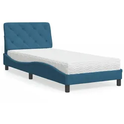 Bett mit Matratze Blau 90x200 cm Samt
