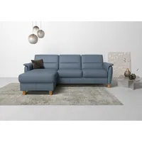 Home Affaire Ecksofa »Palmera L-Form«, Federkern, wahlweise mit Bettfunktion und mit/ohne Bettkasten, blau