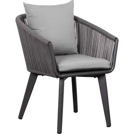 Mr. Deko Gartenmöbelset Diningsessel Cadiz mit Tisch Almeria 200 x 90 cm - Grau