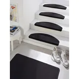 HANSE HOME Stufenmatten Fancy – Treppen-Teppich Treppenmatten Selbstklebend Sicherheit Stufenteppich halbrund für Treppenstufen – Schwarz, ca. 23x65cm 15 Stück