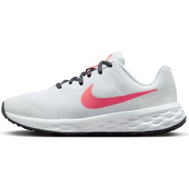 Nike Revolution 6 (GS) Sneaker, White/SEA Coral-Gridiron-Laser ORAN, 36.5