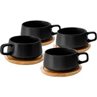 MiaMio Kaffeetasse 0,32 l Schwarz 4 St.